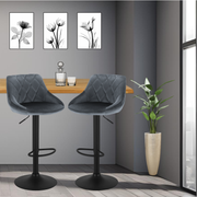 Barhocker | 2 Stück | Anthrazit | Kunstleder | Drehbar | Höhenverstellbar