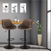 Barhocker | 2 Stück | Braun | Kunstleder | Drehbar | Höhenverstellbarr