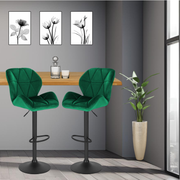 Barhocker | 2 Stück | Dunkelgrün | Samtbezug | Drehbar | Höhenverstellbar