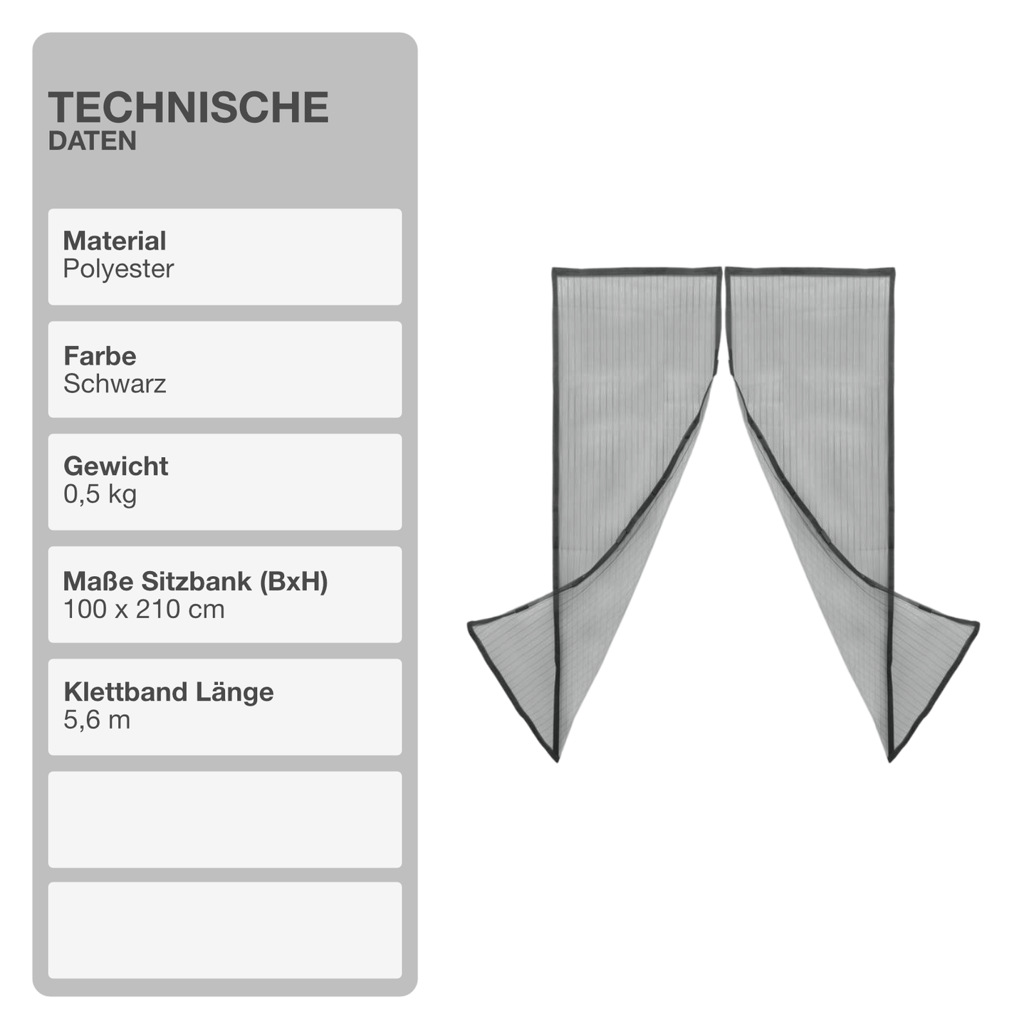 Fliegengitter | Polyester | 100x210cm | Magnetverschluss | Klebemontage