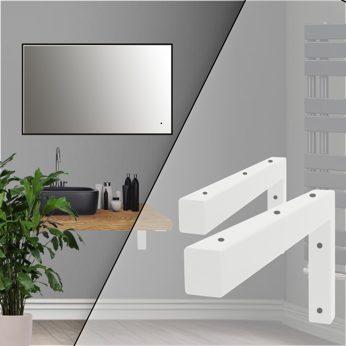 Wandkonsole | 2 Stück | Weiß | 350x150mm | Konsolenträger | Wandhalterung
