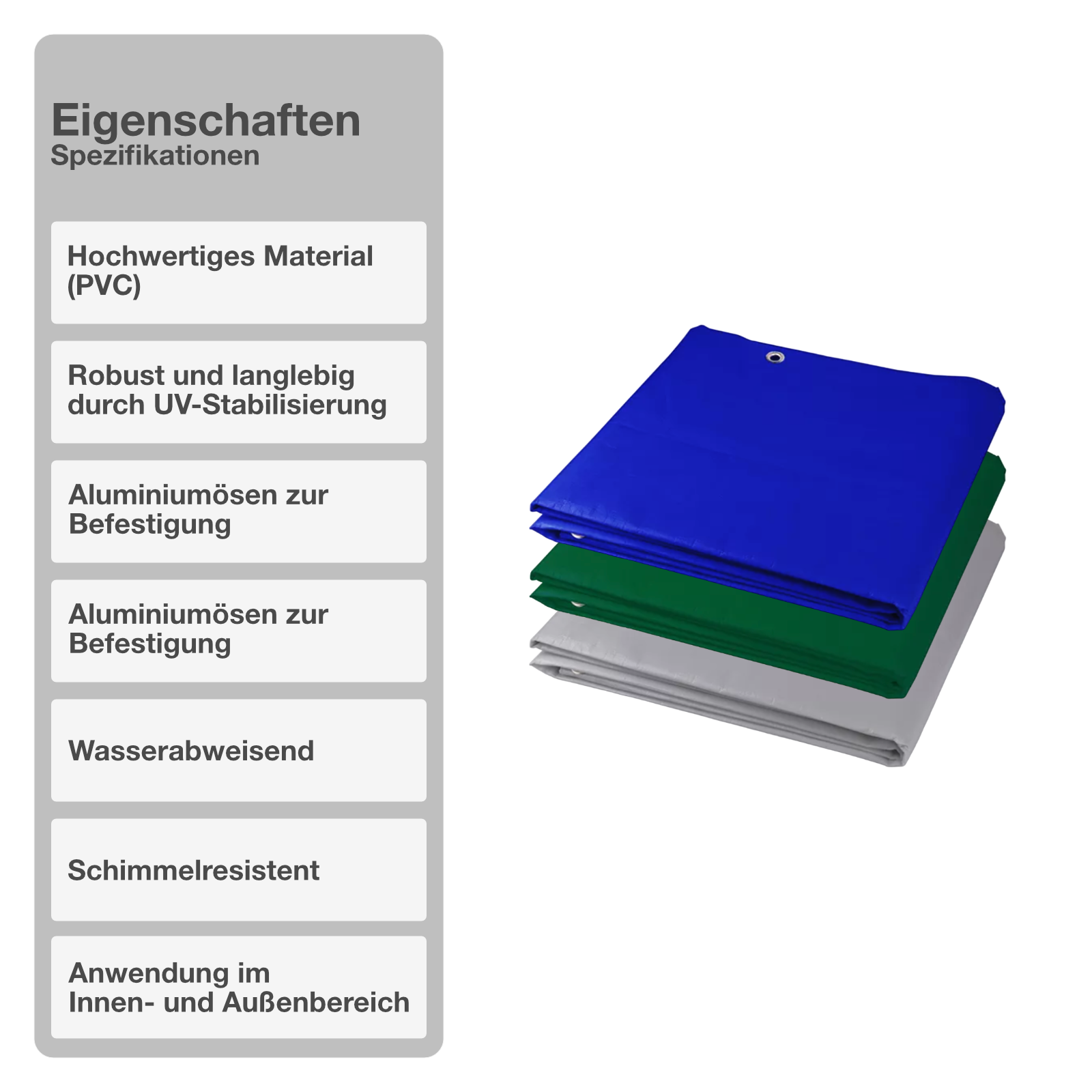 Abdeckplane | Polyethylen | Grau | 650 g/m2 | 5x9m | Gewebeplane | Schutz