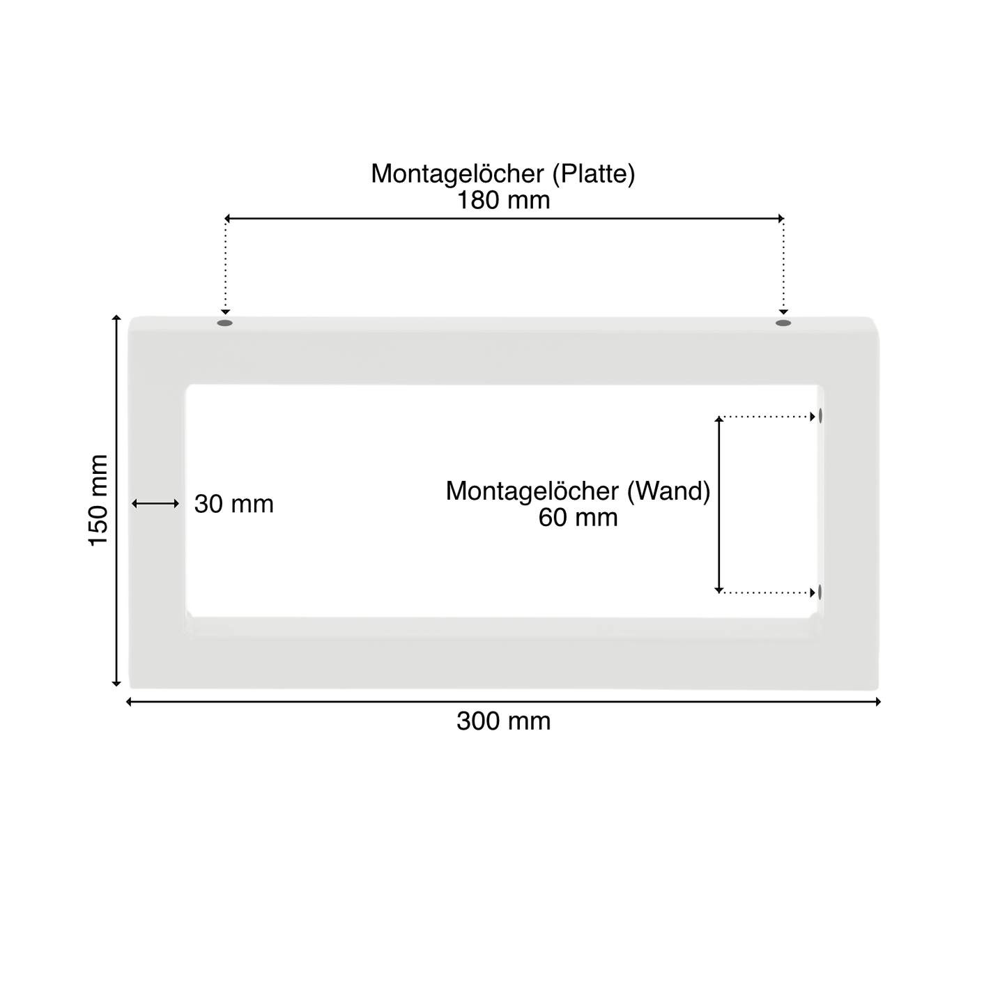 Wandkonsole | 2 Stück | Weiß | 300x150mm | Konsolenträger | Wandhalterung | Rechteckig