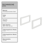 Wandkonsole | 2 Stück | Weiß | 300x150mm | Konsolenträger | Wandhalterung | Rechteckig