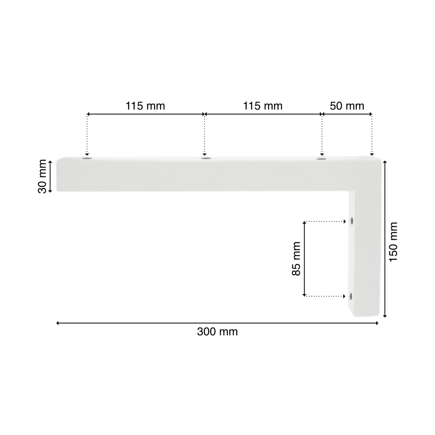 Wandkonsole | 2 Stück | Weiß | 300x150mm | Konsolenträger | Wandhalterung