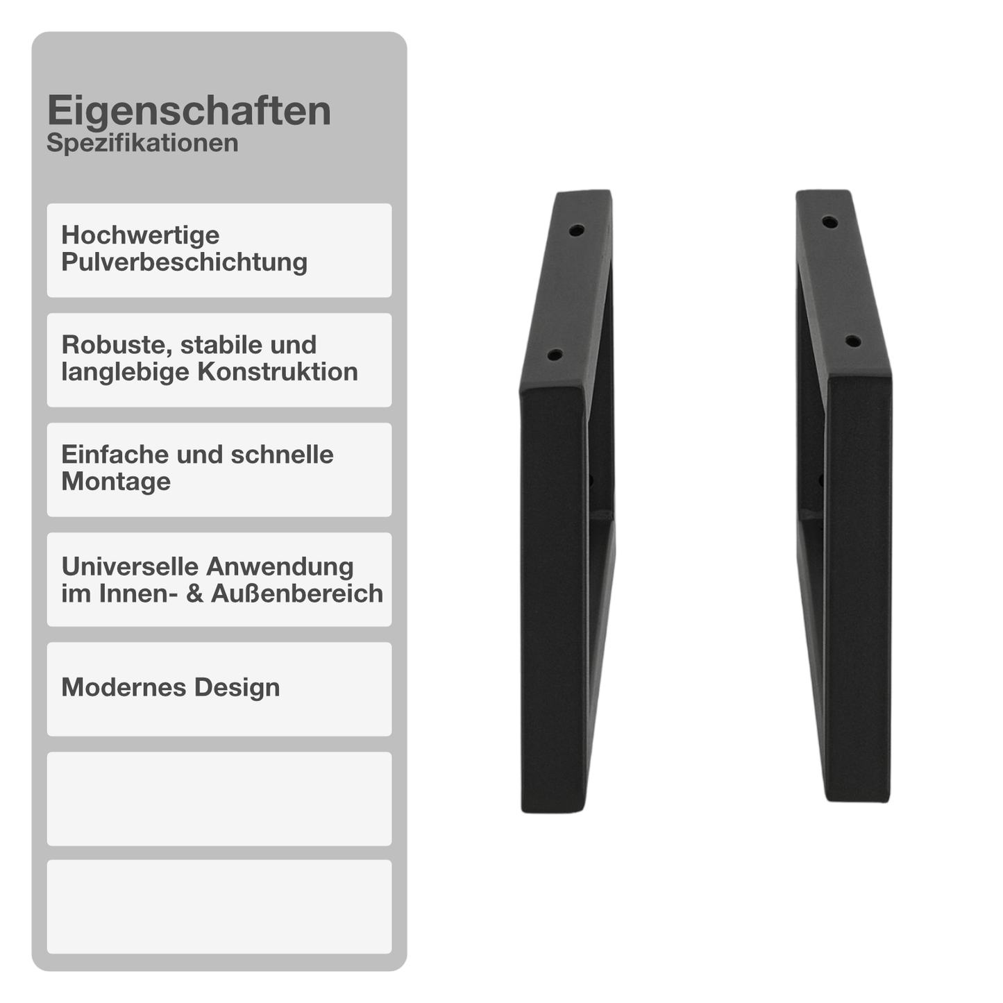 Wandkonsole | 2 Stück | Schwarz | 400x150mm | Konsolenträger | Wandhalterung | Rechteckig