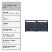 Mülltonnenboxen | Anthrazit | bis 240L | 4 Tonnen | Trennsystem | Blumenbeet