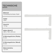 Wandkonsole | 2 Stück | Weiß | 400x150mm | Konsolenträger | Wandhalterung | L-Form