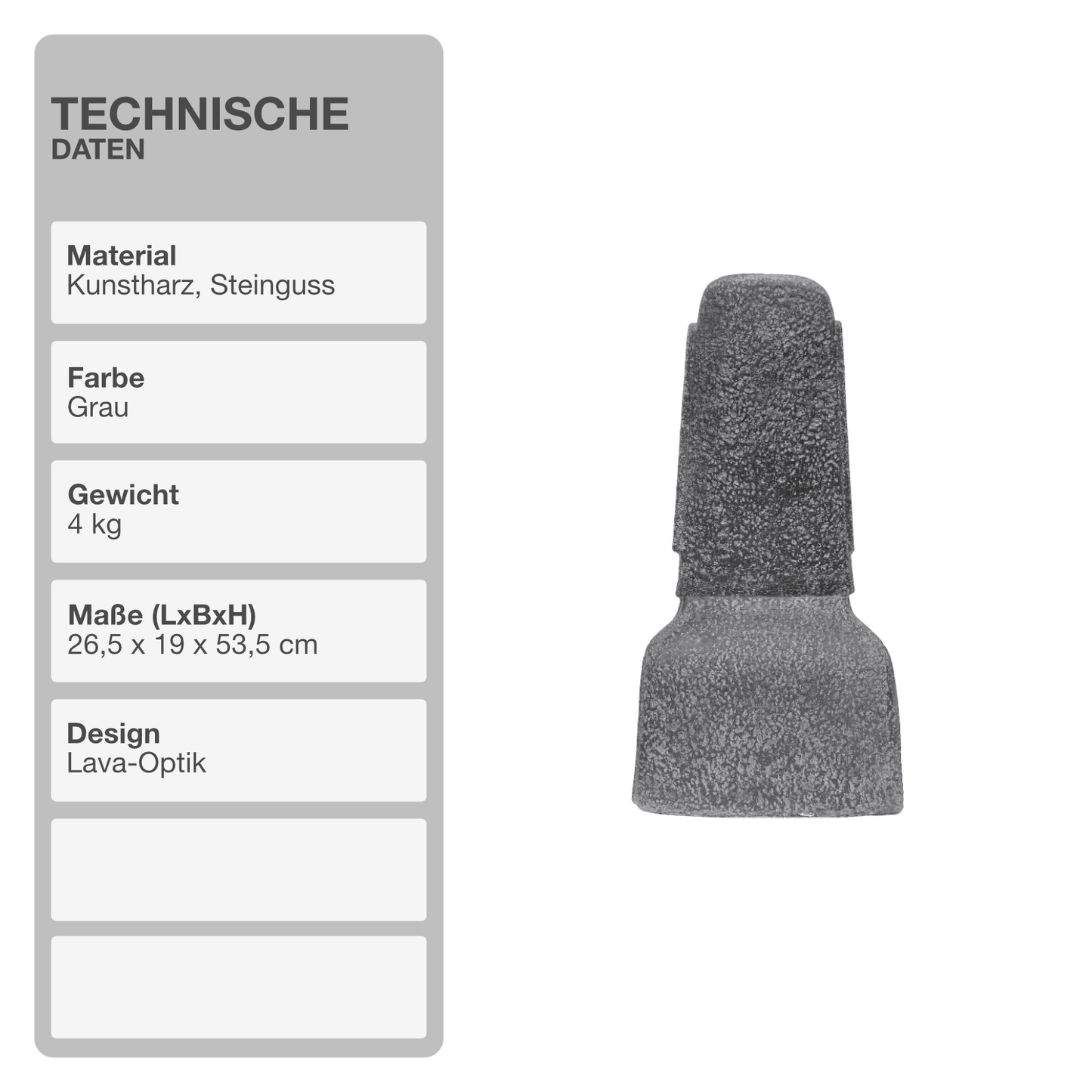 Gartenfigur | Grau | 53,5cm | Moai | Skulptur | Rapa Nui | Osterinsel