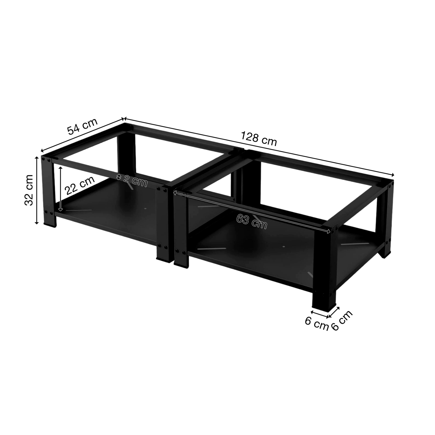 Untergestell für Waschmaschine | 2er Set | Stauraum | Schwarz | Ablagefach