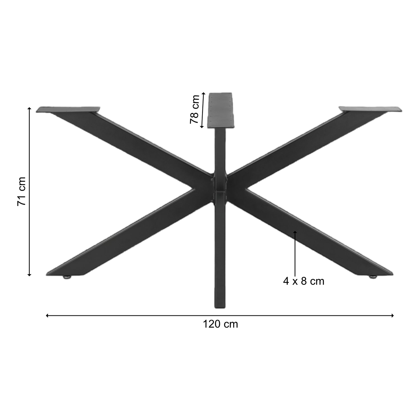 Tischgestell | Schwarz | 120x78x71cm | Spider | Kreuzgestell | Tischkufen