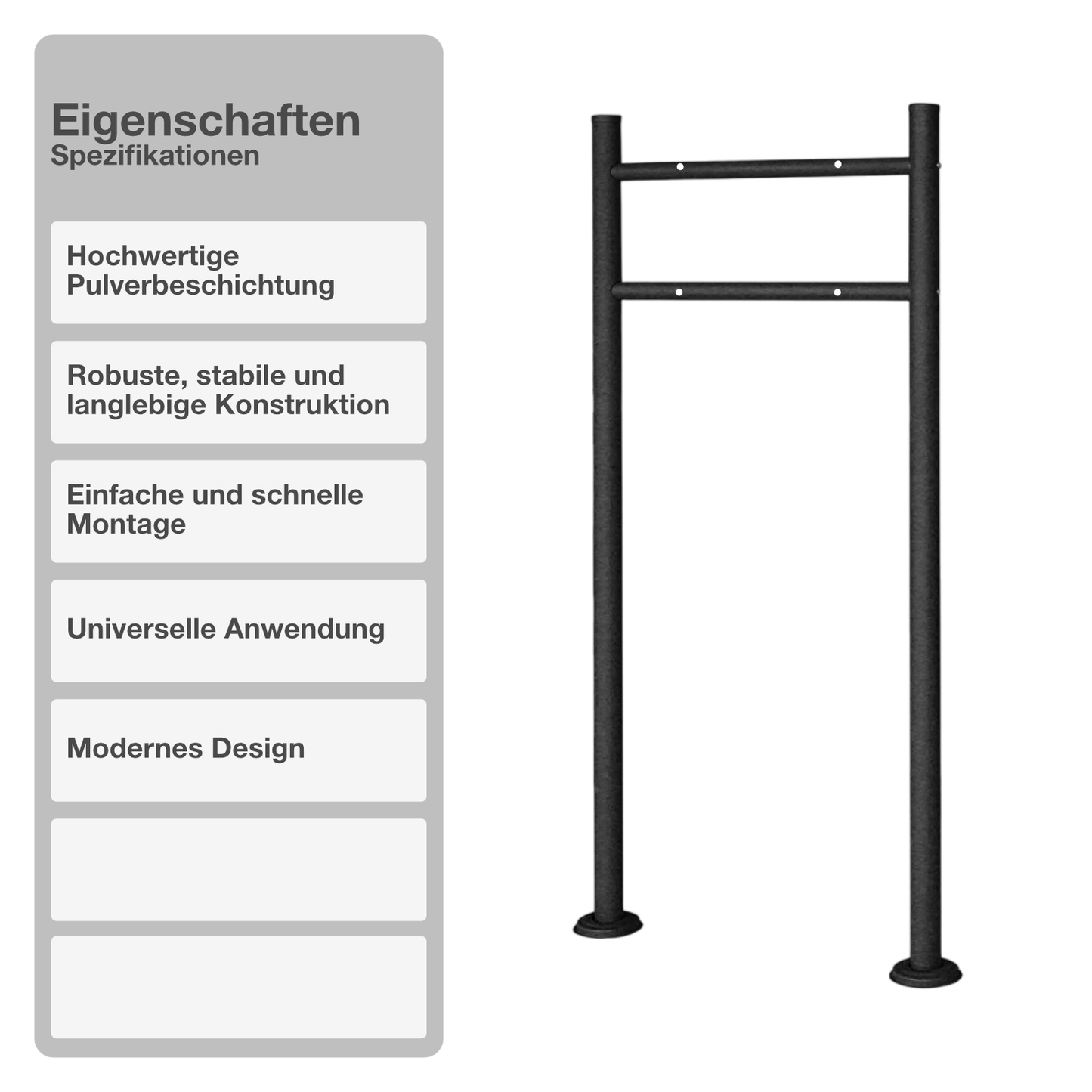 Briefkastenhalterung | Edelstahl | Anthrazit | 55x120x9cm | Standfuß | Rund