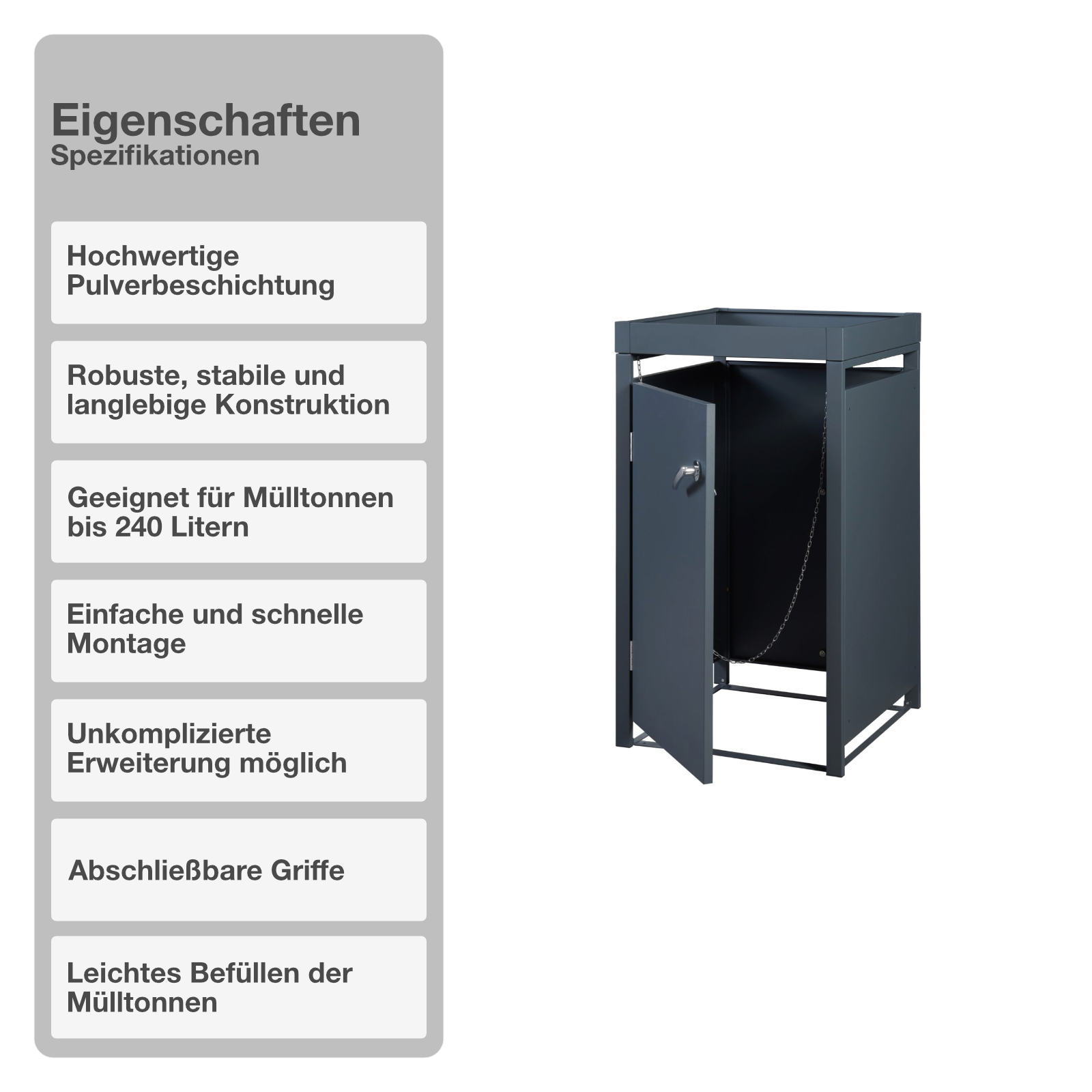 Mülltonnenboxen | Anthrazit | bis 240L | 1 Tonne | Trennsystem | Blumenbeet