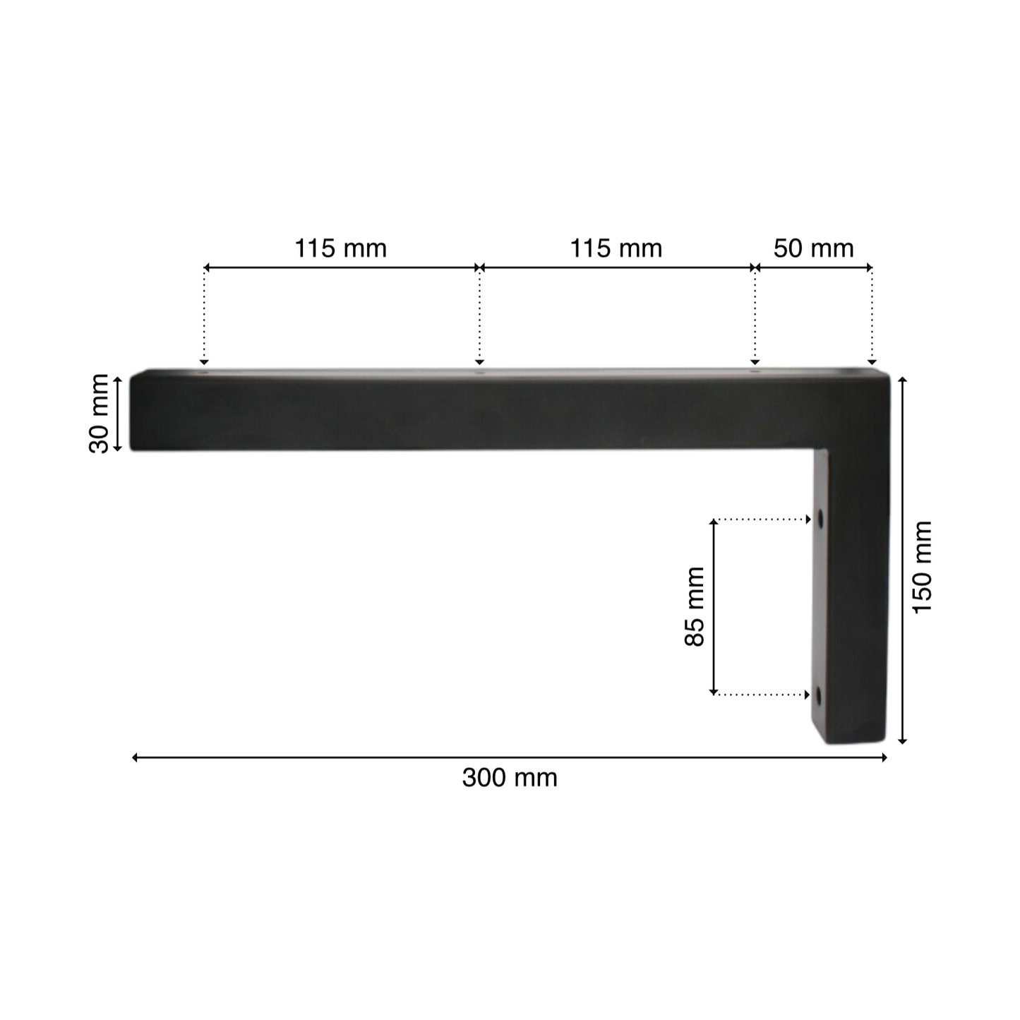 Wandkonsole | 2 Stück | Schwarz | 300x150mm | Konsolenträger | Wandhalterung | L-Form