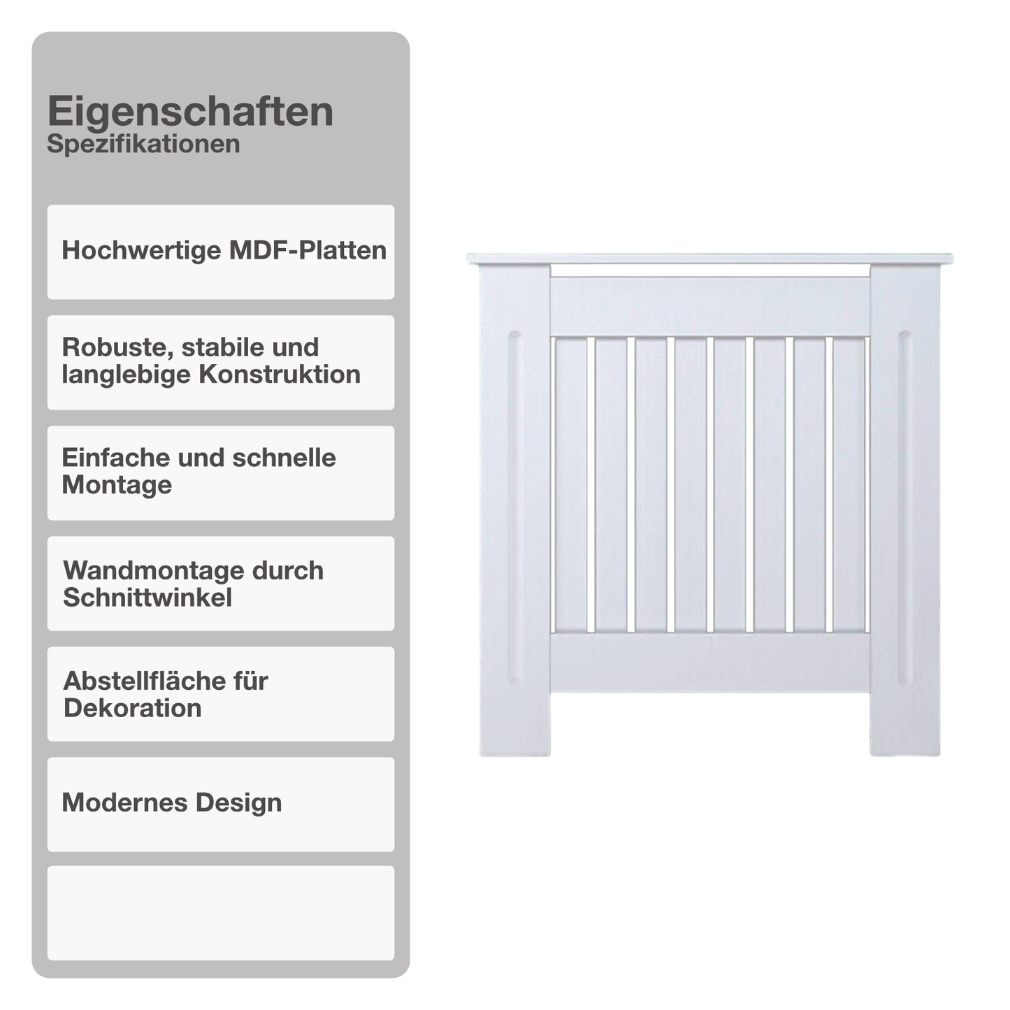 Heizungsverkleidung | MDF | Holz | Weiß | 78x82cm | Cover | Landhaus