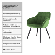 Wohn- und Esszimmerstuhl | 2 Stück | Mikrofaser | Samt | Salbei | Sessel