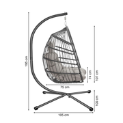 Hängeschaukel | Rattan-Optik | Hellgrau | Hängekorb | Hängesessel | Kissen