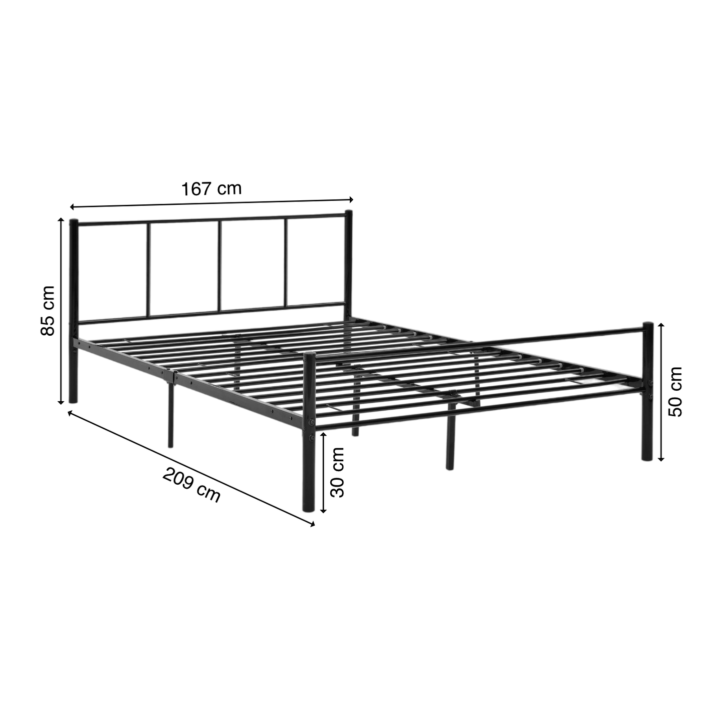 Bettgestell | Lattenrost | Schwarz | 160x200cm | Metallgestell | Bettrahmen