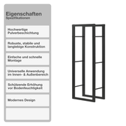 Kaminholzregal | Stahl | Schwarz | 40x100x25cm | Feuerholzregal | Brennholz