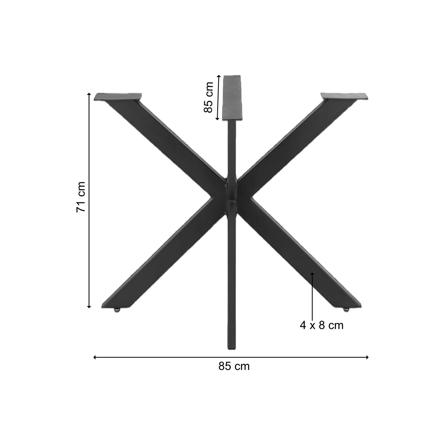 Tischgestell | Schwarz | 85x85x71cm | Spider | Kreuzgestell | Tischkufen