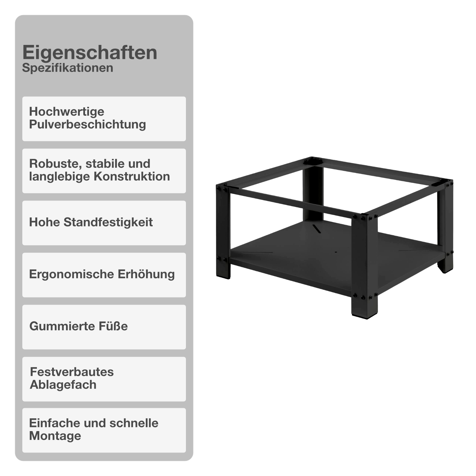 Untergestell für Waschmaschine| Stauraum | Schwarz | Ablagefach | Trockner