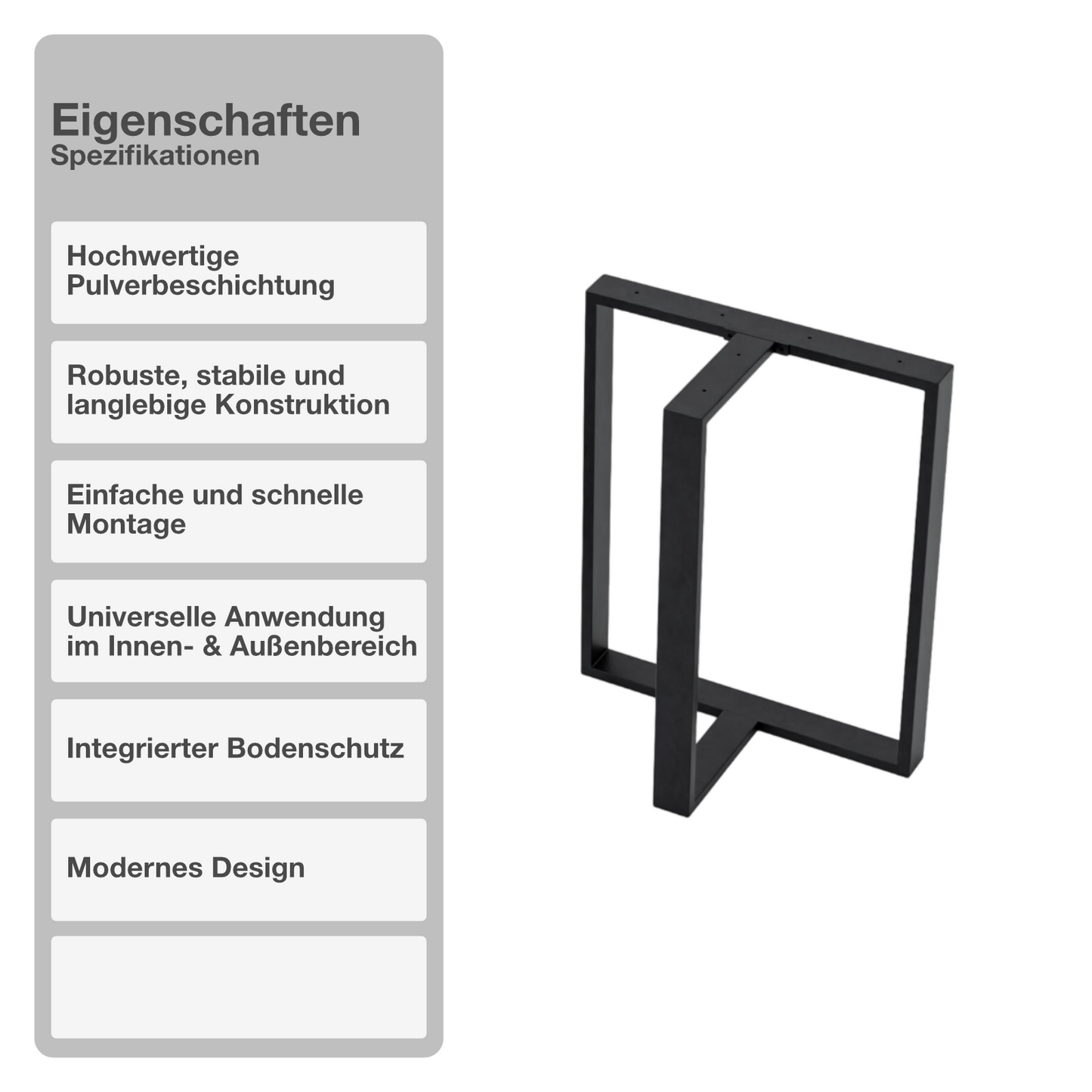 Tischgestell | 2 Stück | Schwarz | T-Form | 35x60x72cm | Tischbein | Gestell