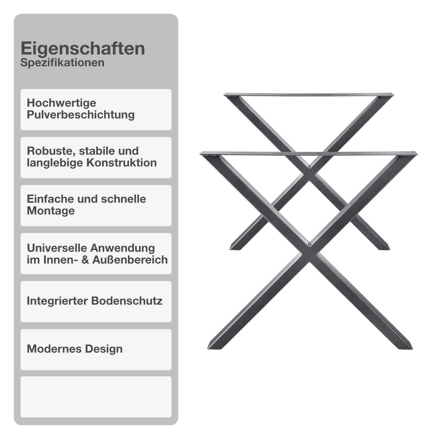 Tischgestell | Anthrazit | X-Design | 60x72cm | X-Design | Kreuzgestell