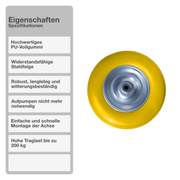 Schubkarrenrad mit Achse | Vollgummi | Gelb | 4.80/4.00-8 | Ersatzreifen