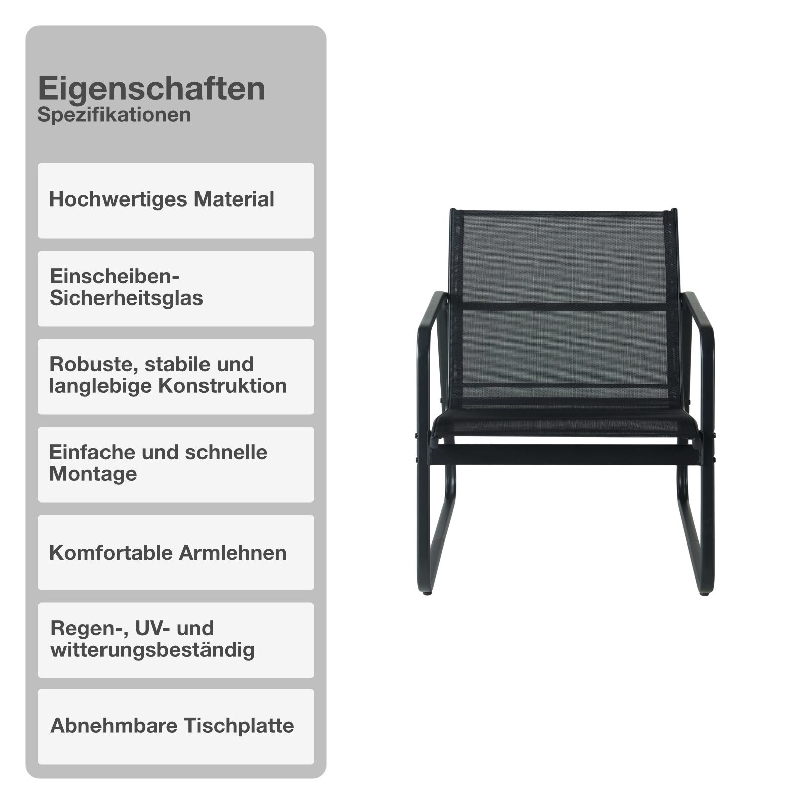 Gartenmöbelset | 4-Teilig | Schwarz | Lounge | Sitzgruppe | Garnitur | Bank