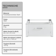 Untergestell für Waschmaschine | Ausziehbar | Weiß | Schublade | Trockner