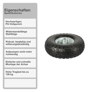 Schubkarrenrad mit Kugellager | Vollgummi | Schwarz | 4.10/ 3.50-4 | Reifen