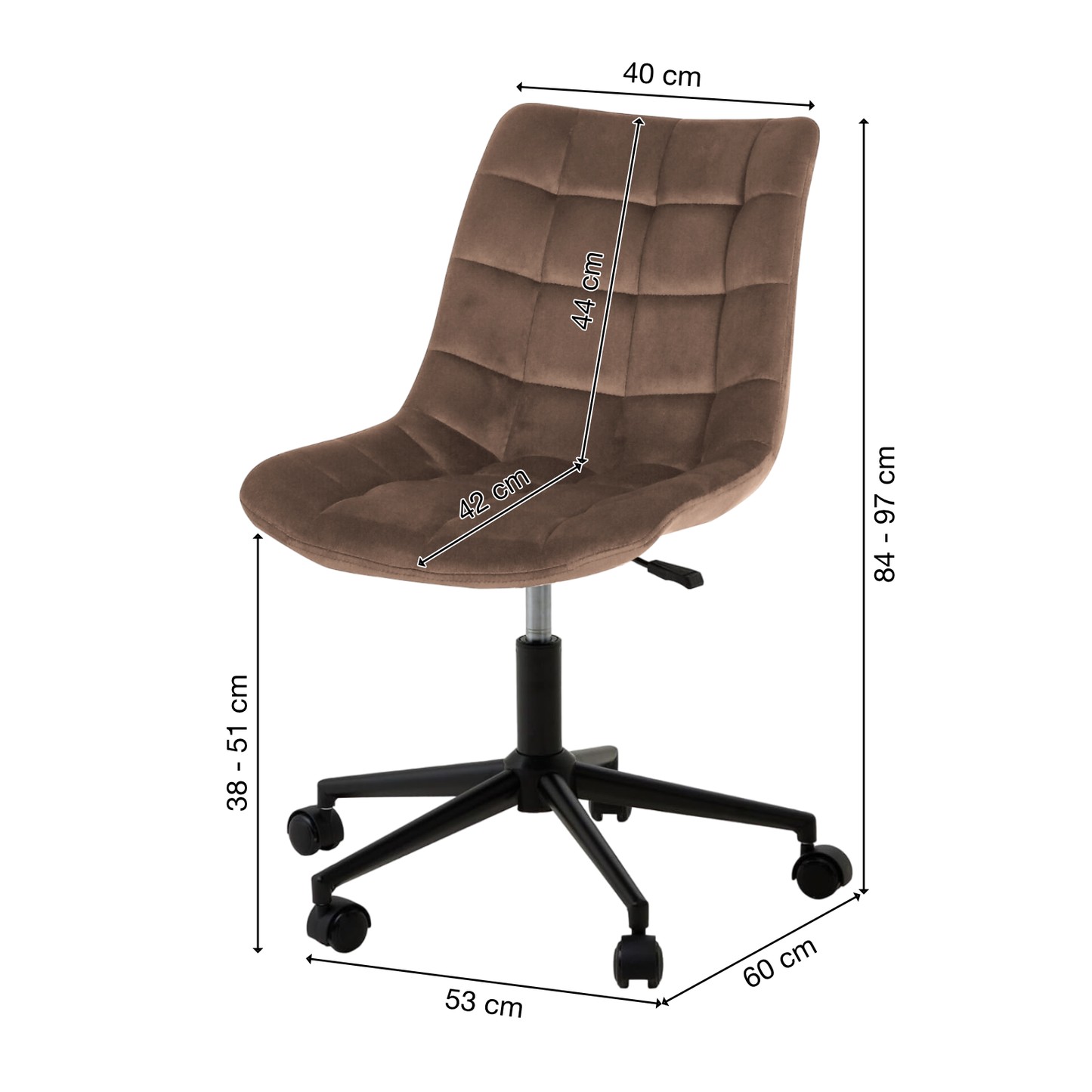 Bürostuhl | Kunstleder | Braun | 53x60cm | Rollen | Schreibtischstuhl