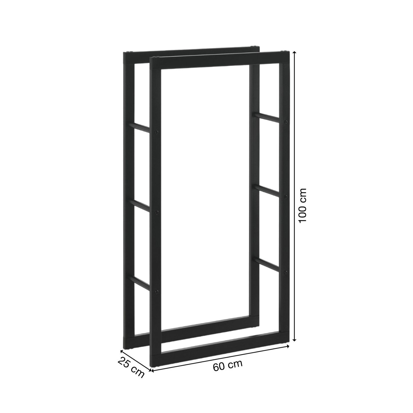 Kaminholzregal | Stahl | Schwarz | 60x100x25cm | Feuerholzregal | Brennholz