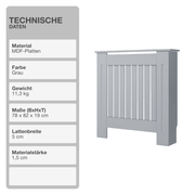 Heizungsverkleidung | MDF | Holz | Grau | 78x82cm | Cover | Landhaus