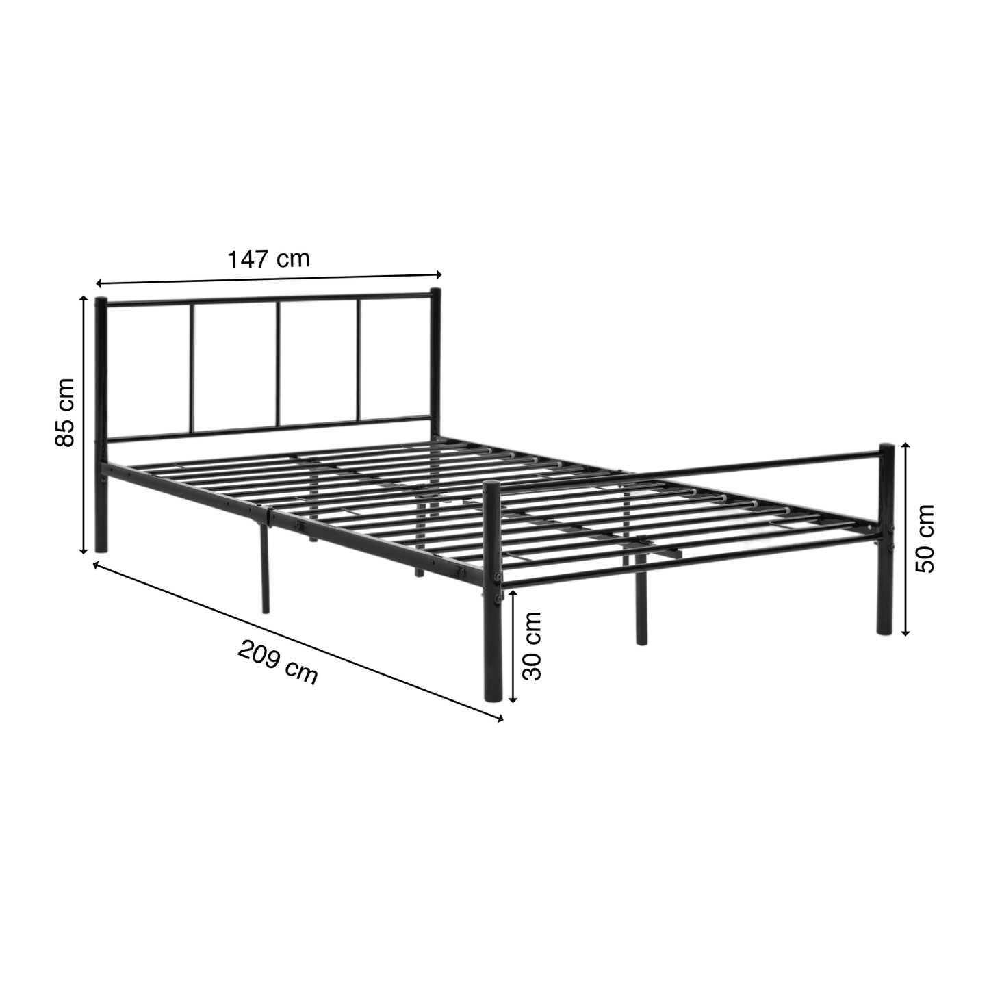 Bettgestell | Lattenrost | Schwarz | 140x200cm | Metallgestell | Bettrahmen