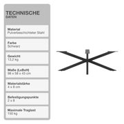 Tischgestell | Schwarz | 98x58x43cm | Spider | Kreuzgestell | Tischkufen