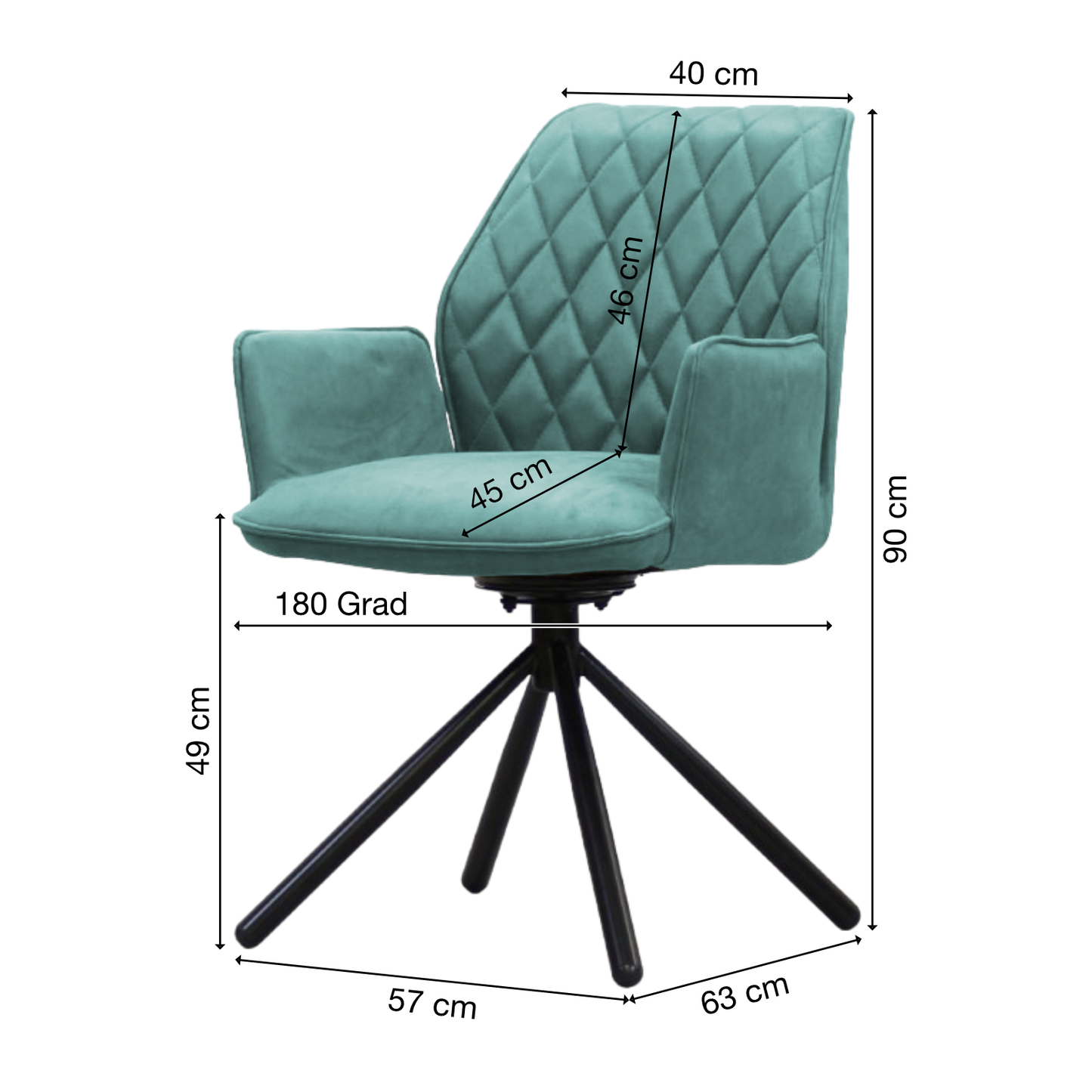 Wohn- und Esszimmerstuhl | Samt | Salbei | 180 Grad | Drehbar | Sessel