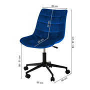 Bürostuhl | Samtbezug | Dunkelblau | 53x60cm | Rollen | Schreibtischstuhl