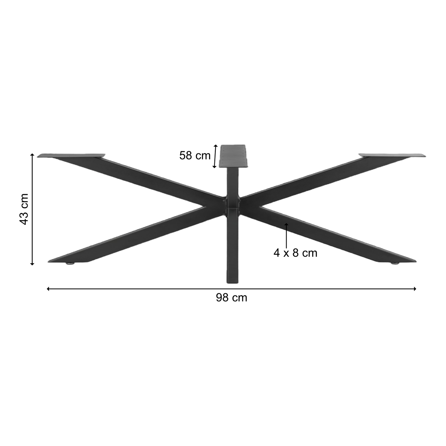 Tischgestell | Schwarz | 98x58x43cm | Spider | Kreuzgestell | Tischkufen