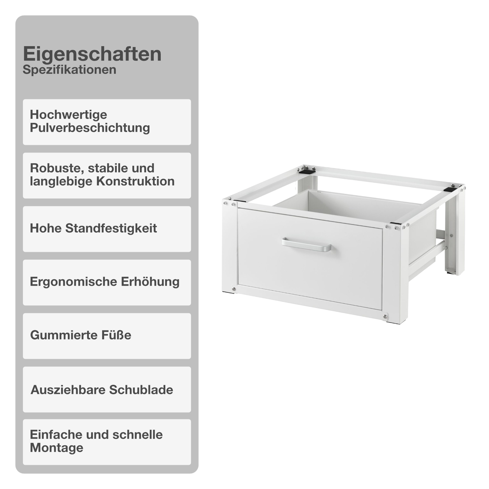 Untergestell für Waschmaschine | Ausziehbar | Weiß | Schublade | Trockner