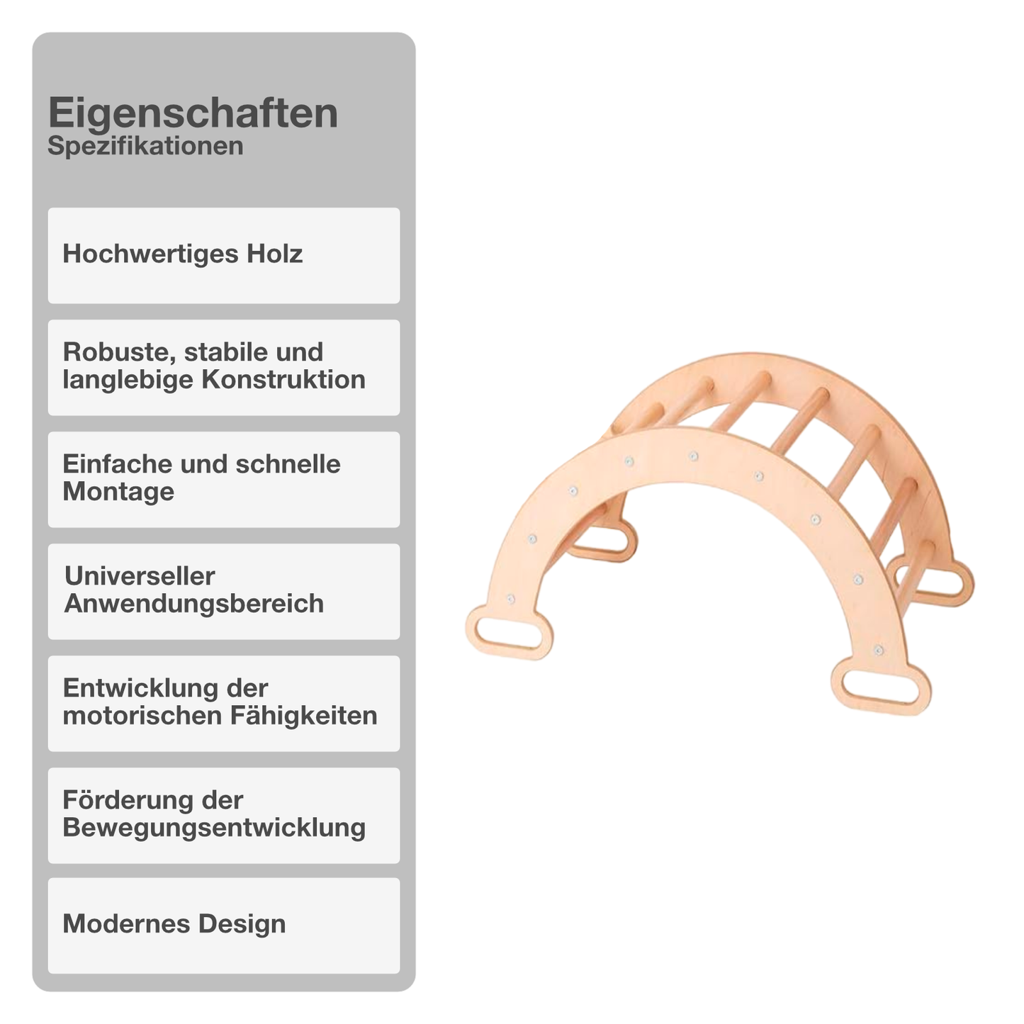 Kletterbogen | Holz | Natur | 89x52x45,5cm | Montessori | Kinder | Spielzeug