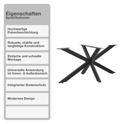 Tischgestell | Schwarz | 120x78x71cm | Spider | Kreuzgestell | Tischkufen