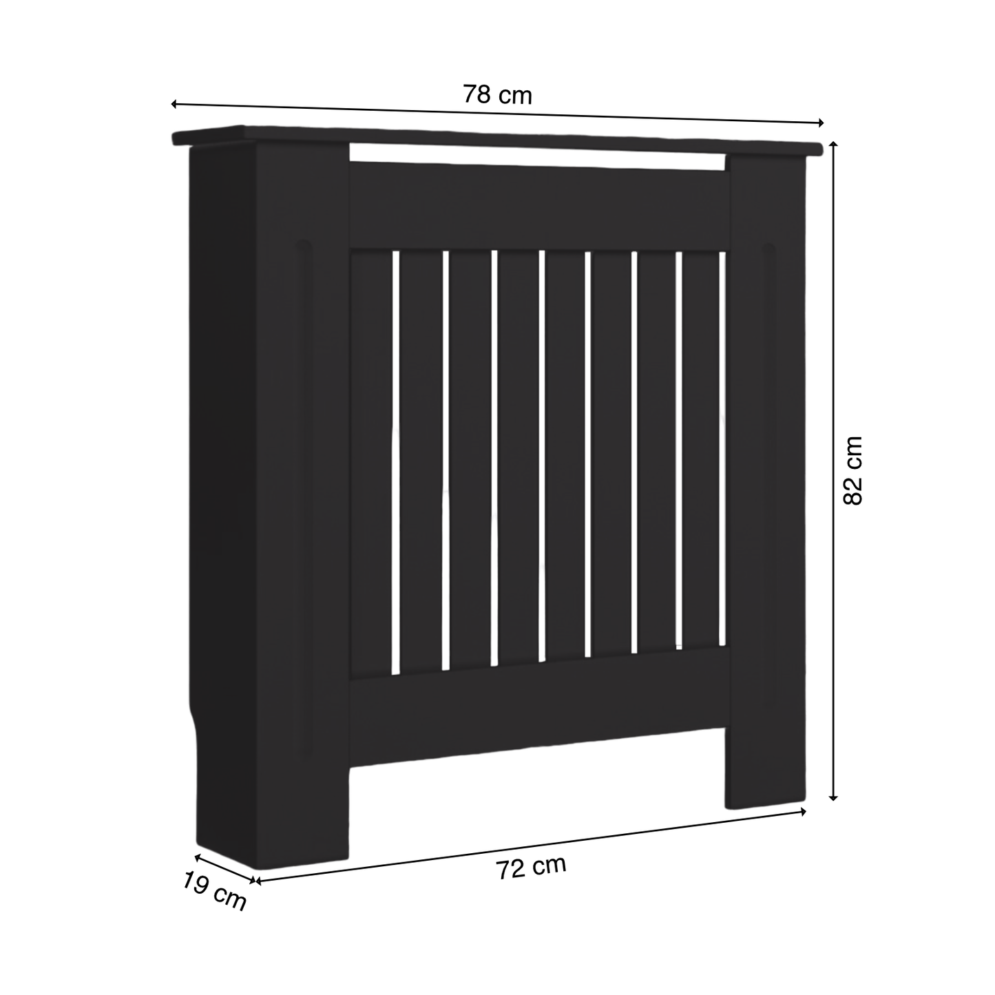 Heizungsverkleidung | MDF | Holz | Schwarz | 78x82cm | Cover | Landhaus