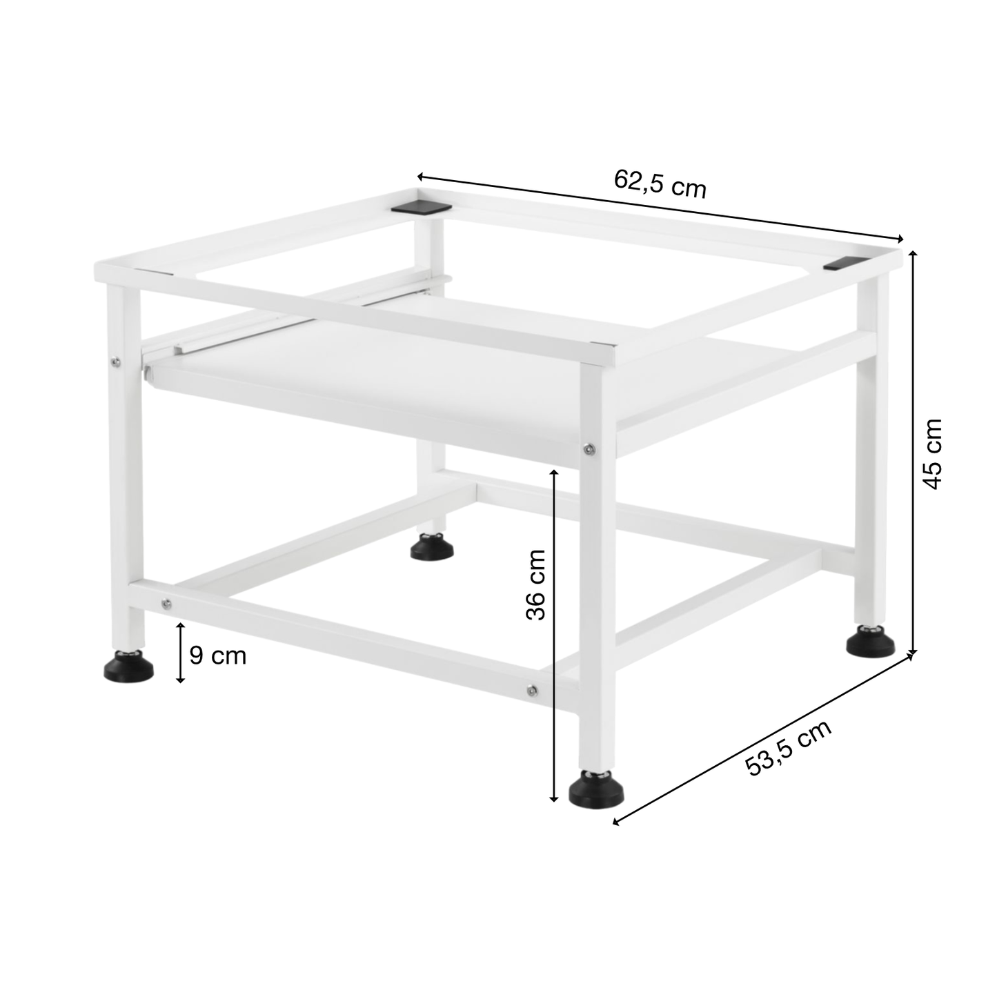 Untergestell für Waschmaschine | Ausziehbar | Weiß | Ablage | Trockner