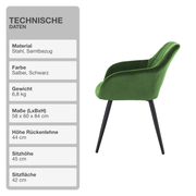 Wohn- und Esszimmerstuhl | 2 Stück | Mikrofaser | Samt | Salbei | Sessel