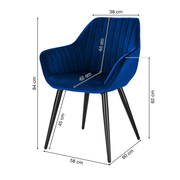 Wohn- und Esszimmerstuhl | 2 Stück | Samtbezug | Dunkelblau | Küchenstuhl