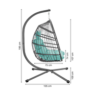 Hängeschaukel | Rattan-Optik | Türkis | Hängekorb | Hängesessel | Kissen