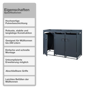 Mülltonnenboxen | Anthrazit | bis 240L | 3 Tonnen | Trennsystem | Blumenbeet