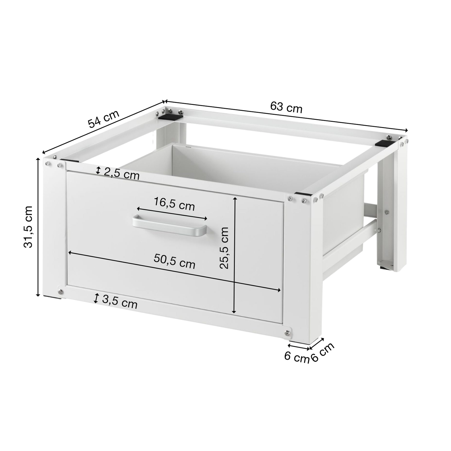 Untergestell für Waschmaschine | Ausziehbar | Weiß | Schublade | Trockner