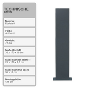 Briefkastenhalterung | Edelstahl | Anthrazit | 35x170x18cm | Standfuß | Eckig